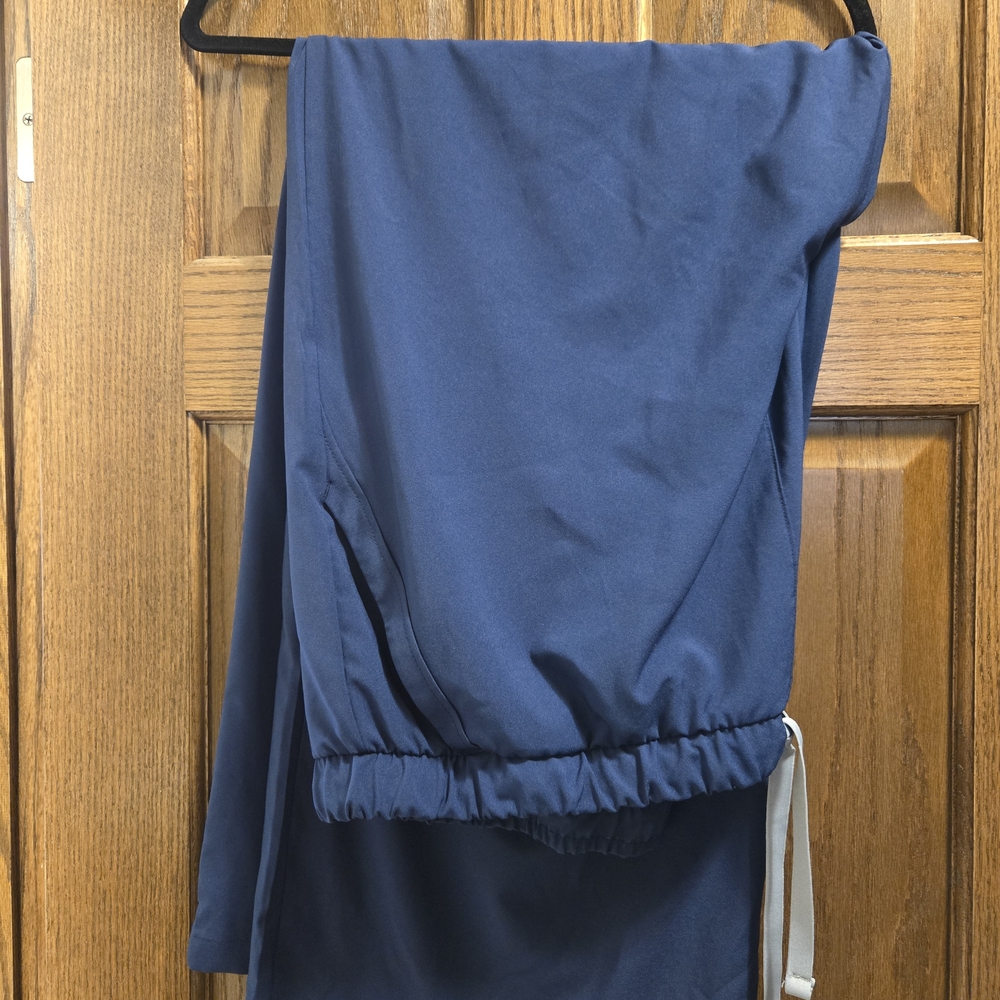 Navy Blue Wide Leg Scrub Pants